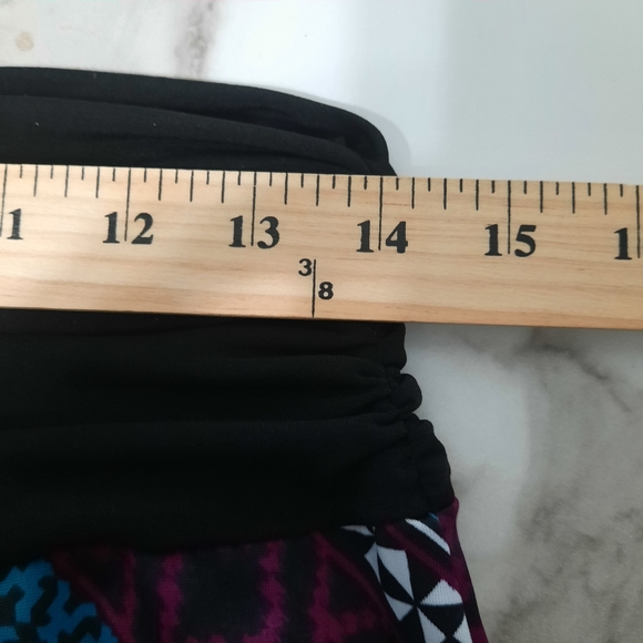 I. N. Studio Maxi Skirt Black Burgundy Teal Chevron Geometric Pattern Stretch L - Picture 8 of 8